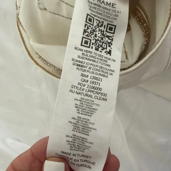 Frame Denim Ivory Le Palazzo Crop Raw Hem Wide Leg Jeans - Picture 7 of 7